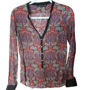 Zara Paisley Print Blouse Sz XS